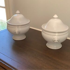 Restoration Hardware Elegant White Ceramic Lidded Jars